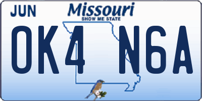 MO license plate OK4N6A