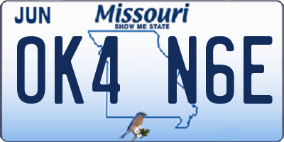 MO license plate OK4N6E