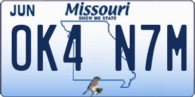 MO license plate OK4N7M