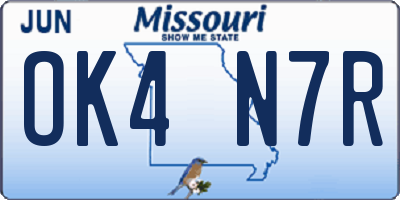 MO license plate OK4N7R