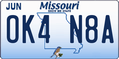 MO license plate OK4N8A