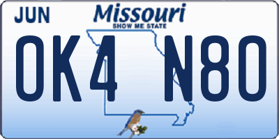 MO license plate OK4N8O