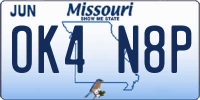 MO license plate OK4N8P