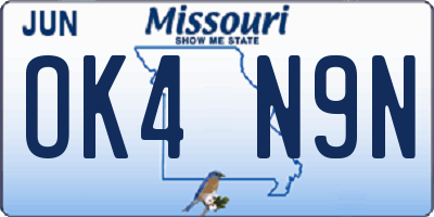 MO license plate OK4N9N