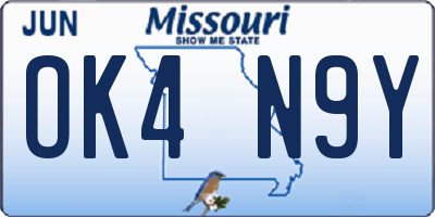 MO license plate OK4N9Y