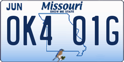 MO license plate OK4O1G