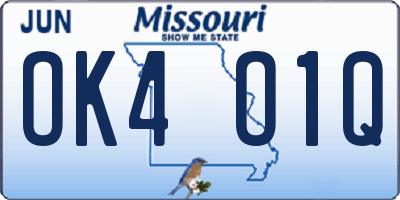 MO license plate OK4O1Q
