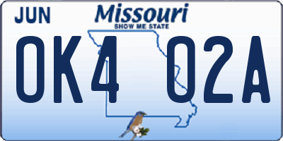 MO license plate OK4O2A