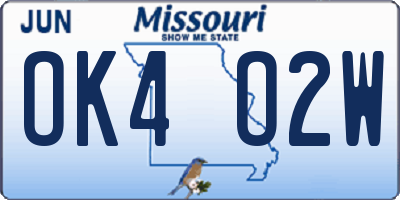 MO license plate OK4O2W