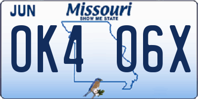 MO license plate OK4O6X