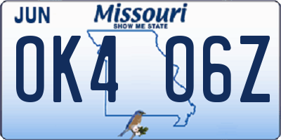 MO license plate OK4O6Z