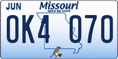 MO license plate OK4O7O