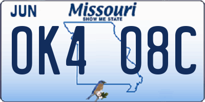 MO license plate OK4O8C