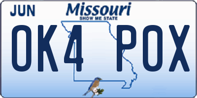 MO license plate OK4P0X
