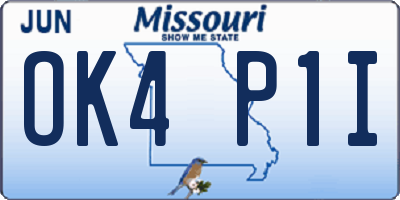 MO license plate OK4P1I