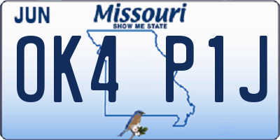MO license plate OK4P1J