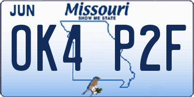 MO license plate OK4P2F