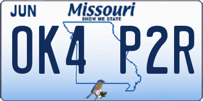 MO license plate OK4P2R