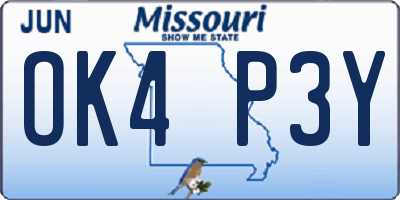 MO license plate OK4P3Y