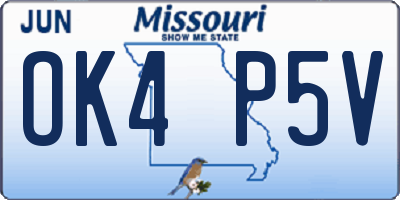 MO license plate OK4P5V