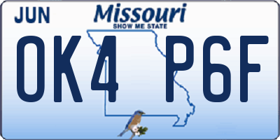 MO license plate OK4P6F
