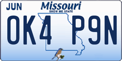MO license plate OK4P9N