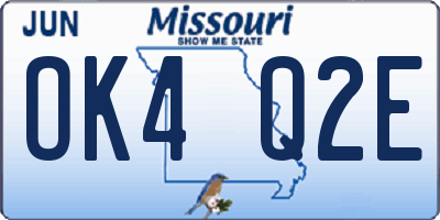 MO license plate OK4Q2E