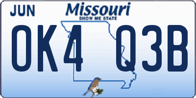 MO license plate OK4Q3B