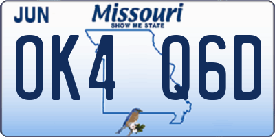 MO license plate OK4Q6D
