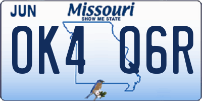 MO license plate OK4Q6R