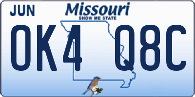 MO license plate OK4Q8C