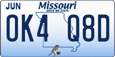 MO license plate OK4Q8D