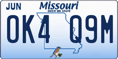 MO license plate OK4Q9M