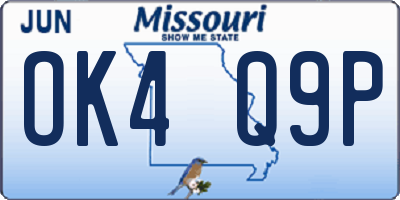 MO license plate OK4Q9P