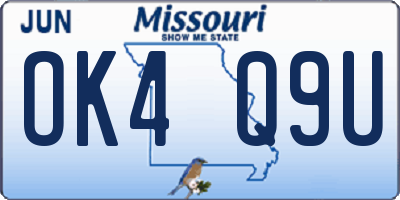 MO license plate OK4Q9U