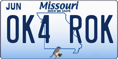 MO license plate OK4R0K