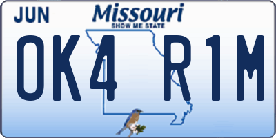 MO license plate OK4R1M