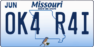 MO license plate OK4R4I