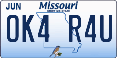 MO license plate OK4R4U