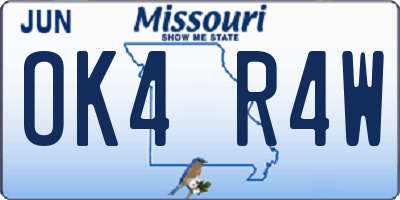MO license plate OK4R4W