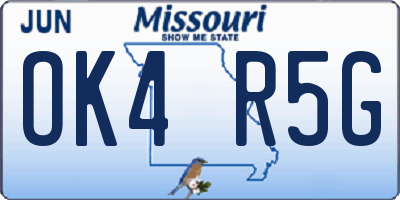MO license plate OK4R5G