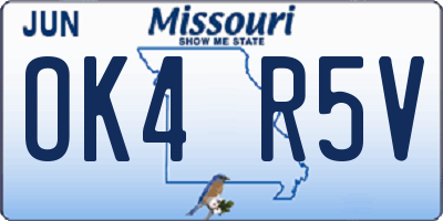 MO license plate OK4R5V