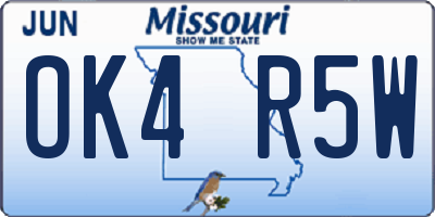 MO license plate OK4R5W