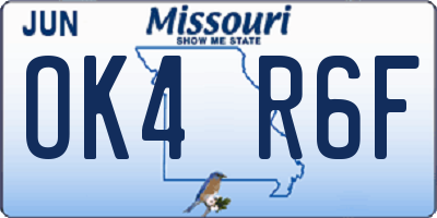 MO license plate OK4R6F