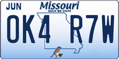 MO license plate OK4R7W