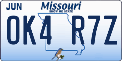 MO license plate OK4R7Z