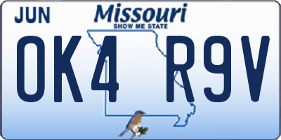 MO license plate OK4R9V