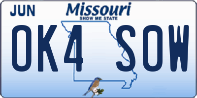 MO license plate OK4S0W