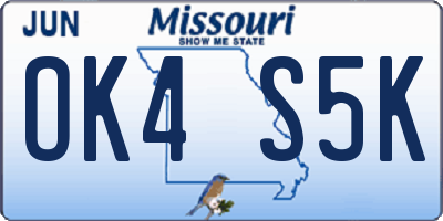 MO license plate OK4S5K