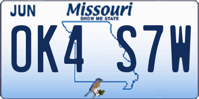 MO license plate OK4S7W